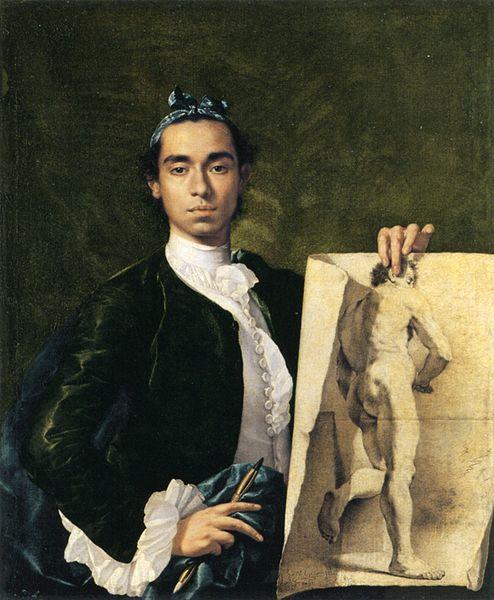 Luis Egidio Melendez portrait Holding an Academic Study oil painting image